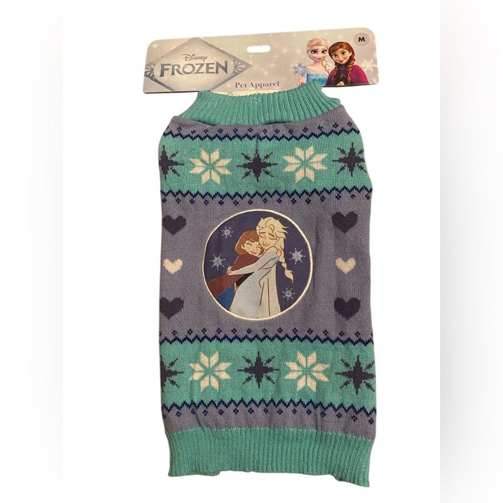 FROZEN Disney’s frozen NWT dog sweater periwinkle & aqua SZ Med - Picture 2 of 13